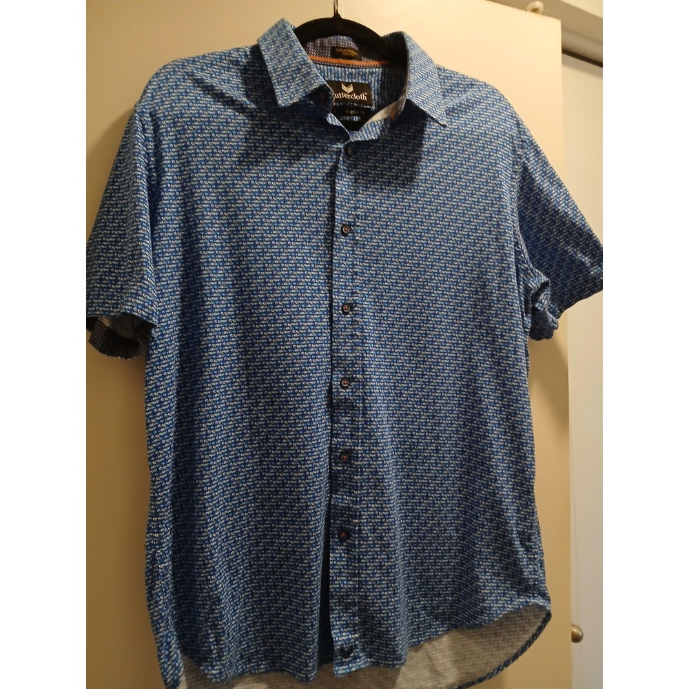 Buttercloth Shirt Men's Large Short Sleeve Button-Up Robert Herjavec reg fit